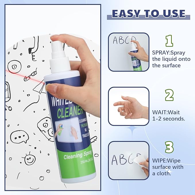 Swiffen 12 Pack Whiteboard Cleaner Spray Bottle 8.5oz Dry Erase Board Surface Cleaner White Board Cleaning Spray Removes Stubborn Marks from Chalkboard