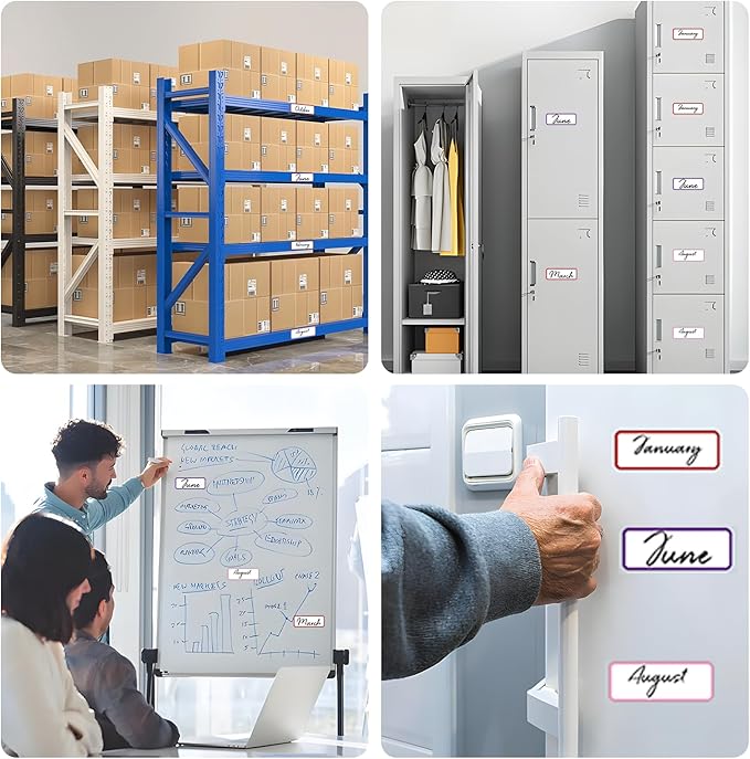 54pcs(3.2 x 1.2) Magnetic Dry Erase Labels，Magnets Sticker，11 Colors Reusable Erasable Cards Name Tags for Home, Refrigerator, Office, Student Lockers