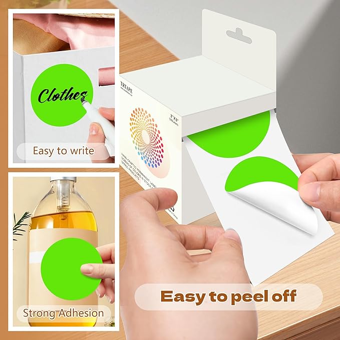 3 Inch Round Color Coding Labels (500 per Roll) - Colored Dot Stickers Round Labels for Inventory, Warehouse, Office Organizing - Light Green Circle Stickers