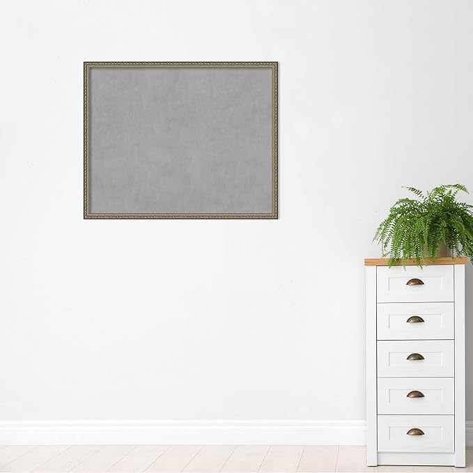 Amanti Art Silver Framed Magnetic Board 34x42 X-Large Vision Board for use with Magnets, 100% Metal Sheet to Display Items as Office Decor or for Home Organization in mudroom, Kitchen or Kids Room
