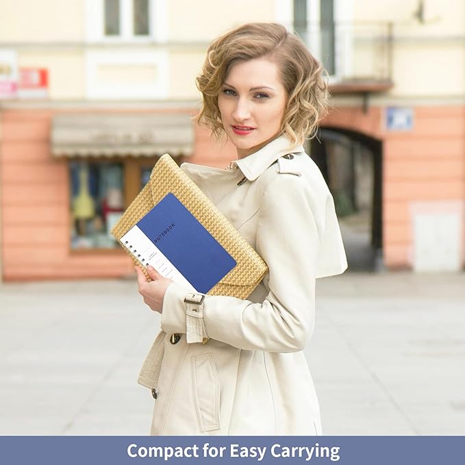 Spiral Notebook-5.75" x 8.125" College Ruled Journal with Inner Pockets and 160 Pages,PU Leather Cover Business Journal, Twin-Wire Binding Notebook Perfect for Office & Home School Supplies 3 pack Navy Blue