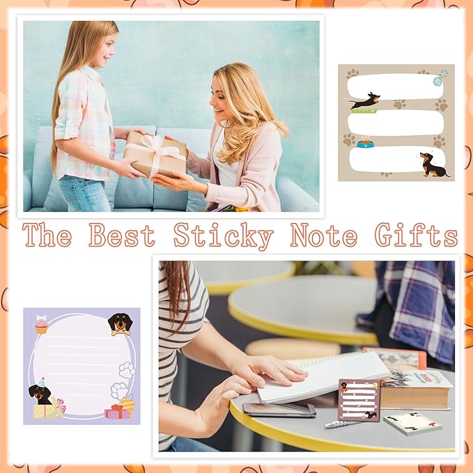 Lovarywow Dachshund Sticky Notes Gifts - 9Pack Cute Sticky Notes 3x3 Weiner Dog Gifts for Women Cartoon Dachshund Notepads Dog Self-Stick Notes Pads Office School Supplies Dachshund Gifts 450 Sheets