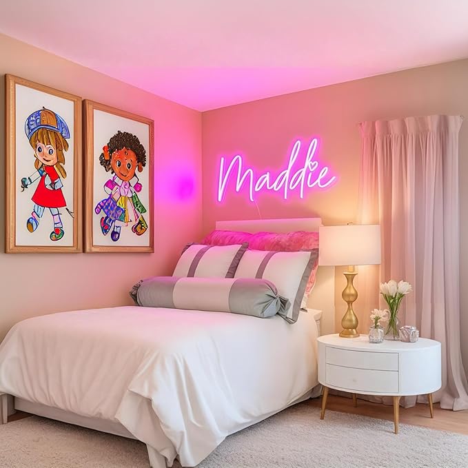 Neon Sign Custom – Personalized Neon Name Sign, LED Neon Sign for Bedroom, Custom Neon Wall Sign for Home, Girls or Boys Room Decor, USB/Battery/Adapter Options