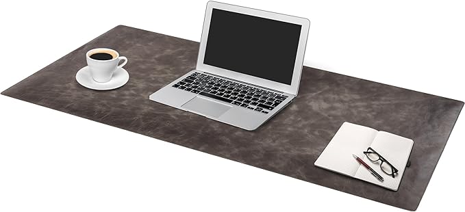 Node Leather Calfskin Leather Desk Pad – Executive Office Desk Mat with Non-Slip Bottom – Smooth Surface for Mouse & Keyboard – Wide Desk Protector 15 3/4" x 38"
