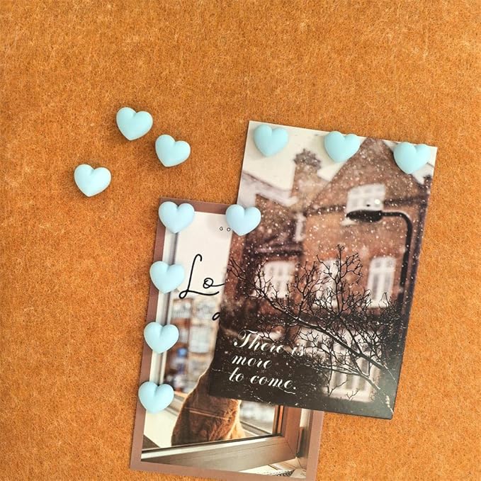 Aoxsie 28pcs Decorative Cute Push Pins Heart Blue Thumbtacks Thumb Tacks Pushpins for Bulletin Cork Boards Office Products