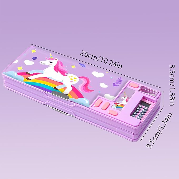 Pop Up Multifunction Pencil Case, Cute Cartoon Pen Box Organizer Stationery with Calculators, Sharpener, Schedule, School Supplies, Best Birthday Gifts for Kids