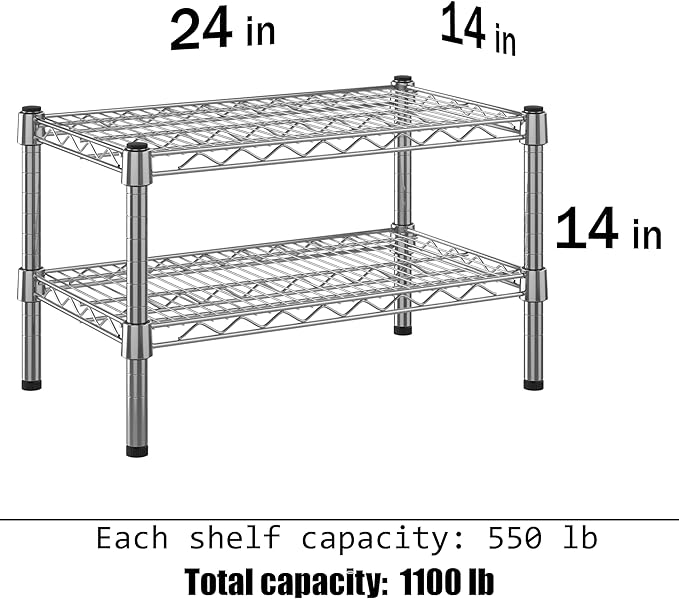Regal Altair 14" Deep x 24" Wide x 14" Height Wire Shelving Kit | 2-Tier | NSF Commercial Storage Rack Unit