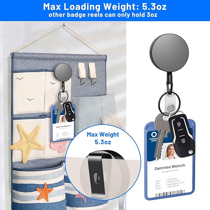 3 Pcs Heavy Duty Badge Reels Retractable Badge Holder, Selizo Metal Retractable Keychain Badge Reel ID with Belt Clip Key Ring for Key Name Card Holder