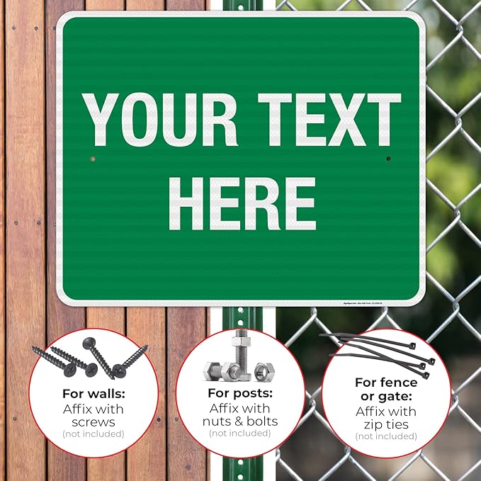 Personalized Custom Green Background Customize for Office, Business, Workplace, Home, Airbnb, Delivery Sign, 24x30 Inches, 3M EGP Reflective .080 Aluminum, Fade Resistant, Made in USA by Sigo Signs