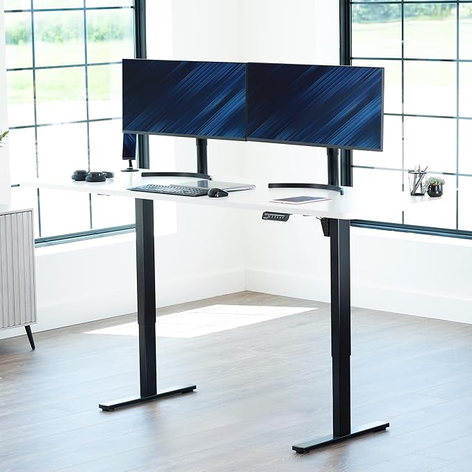 VIVO Large Electric 83 x 30 in Standing Desk, Memory Height Adjustment, 1B Series, Holds 220 lbs, White Top Black Frame, DESK-KIT-1B8W