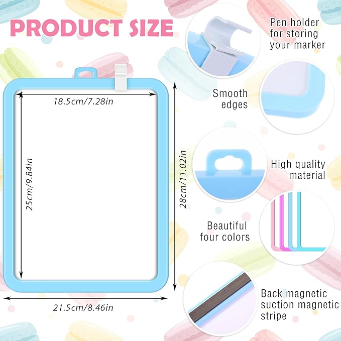 Outus 10 Pcs Dry Erase Mini White Boards Bulk 8.5 x 11'' Small Magnetic Whiteboard Double Sided Colored Writing Boards for Kids Students Locker Fridge(Macaron Color)