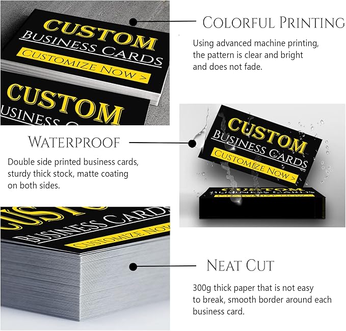 Custom Business Cards Personalized Business Card for Small Business 300gsm Matte Paper Front & Back Sides Printed 3.5" x 2"