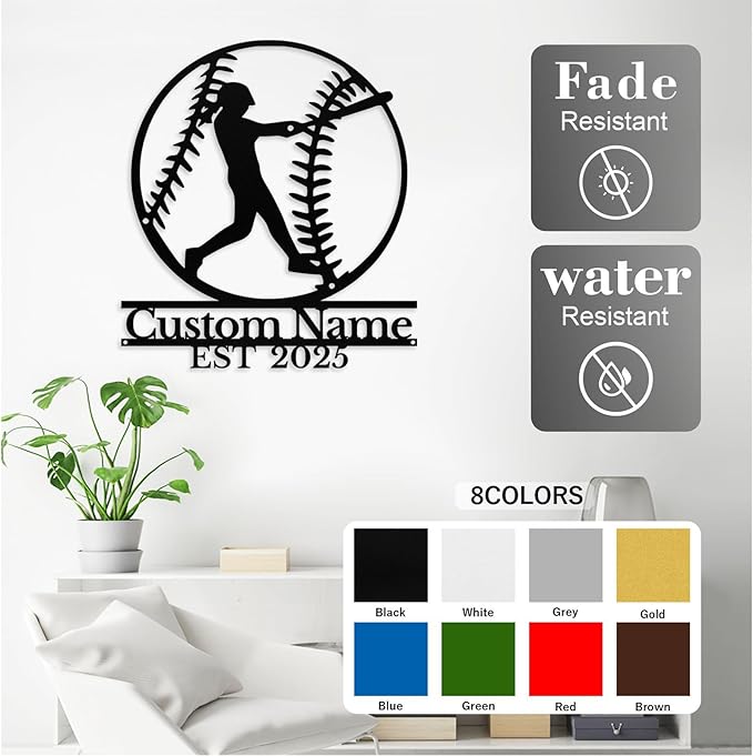 Personalized Softball Metal Sign Custom Name Sign for Softball Player, Girls Room Decor Softball Lover Present, Sports Wall Art Decor, Gift for Girls, Team, Mother, Wife, Daughter