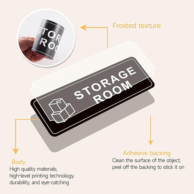 Storage Room Door Sign for Business and Home, Self-Adhesive Durable Modern Storage Room Sticker, Authorized Personnel Only Signs for Industry, Hospital, Restaurants, Private Area