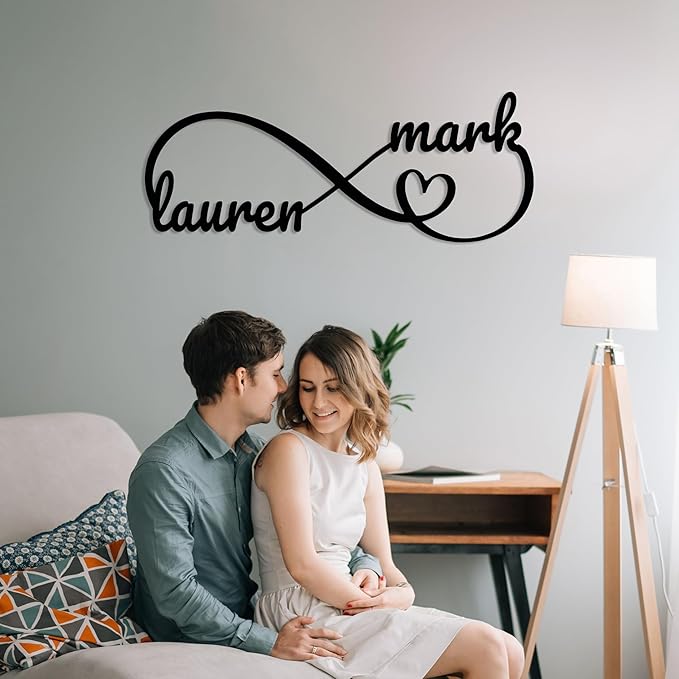 Personalized Valentines Metal Wall Sign, Custom Infinity Heart Love Couple Name Sign, Valentine's Wedding Gifts for Couples, Metal Engagement Sign, Home DecoratioN, Gift for Anniversary