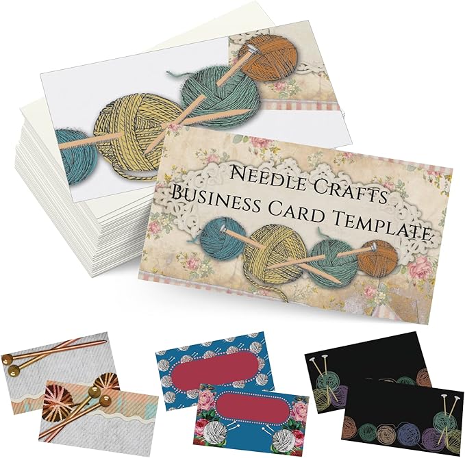 Custom Business Cards Personalized Business Cards for Small Business 300gsm Matte Paper Front & Back Sides Printed 3.5" x 2" - Needle Crafts Template
