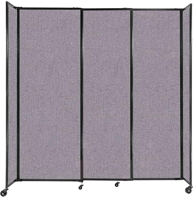 Versare Straightwall Sliding Portable Wall Partition | Freestanding Office Dividers | Locking Wheels | Temporary Room Separator | 7'2'' Wide x 7'6'' Tall Cloud Gray Fabric Panels
