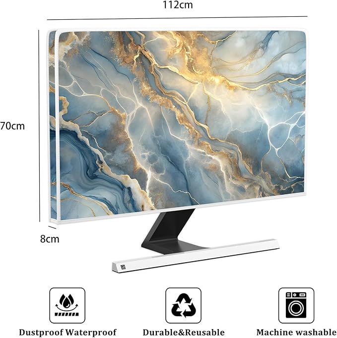 Baocicco Gold Blue Waterproof Screen TV Cover 45, 46, 47, 48 Inch Modern Full Body Covers for Television Screen Panel Case TV Sleeve Compatible with Television LCD LED PC, Desktop and Home TV