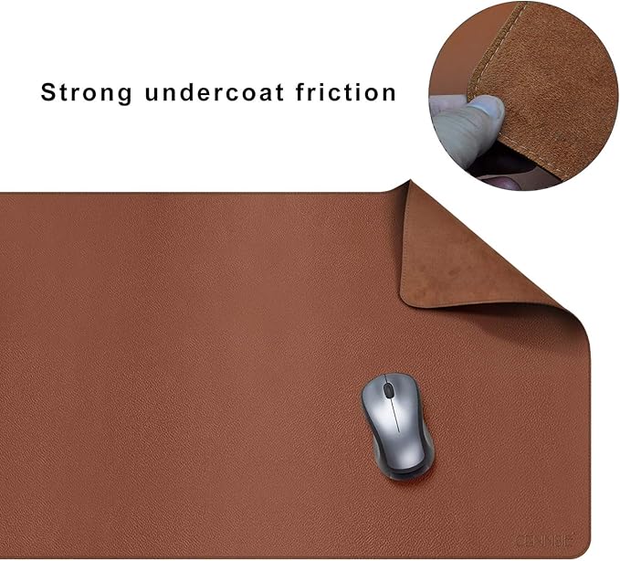 CENBBIE Leather Desk Mat Protector Super Large 51.18"x23.62" Desk Blotter Pad - Waterproof Writing Desk Accessories - Extended Non-Slip Rectangular, Laptop Keyboard Mouse Pad(Brown)