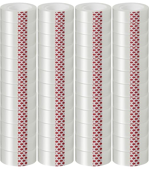 GIBIBU 48 Rolls Transparent Tape Refills, Clear Tape Dispenser Refill Rolls, Glossy Gift Wrap Tapes for Office, School, Home, 3/4 x 800 Inches