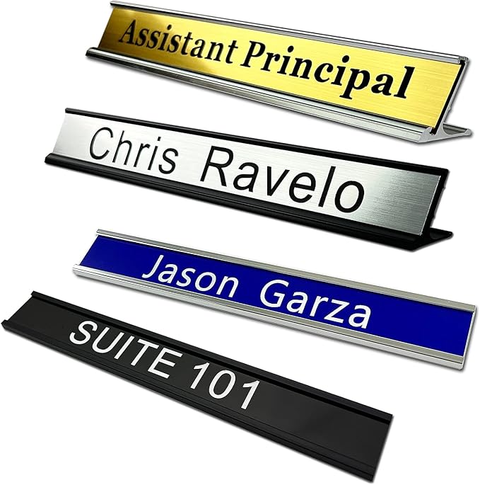 Personalized Name Plate With Wall Or Desk Holder Customized Engraving Sign 1x8