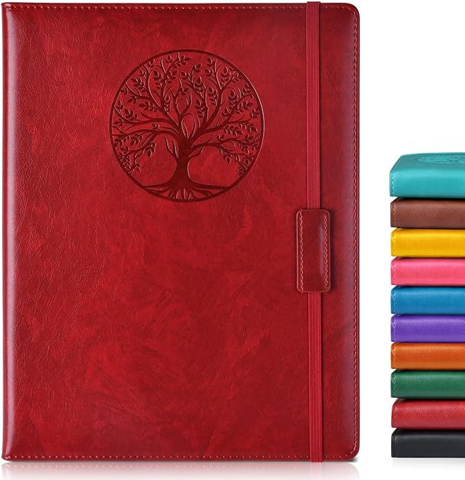 Biuwory Lined Journal Notebook for Women Men,256 Pages A4 Large Hardcover Leather Journals for Writing,Travel,Business,Work,School,College Ruled Notebooks for Note Taking, Diary Notepad 8.6"×11"