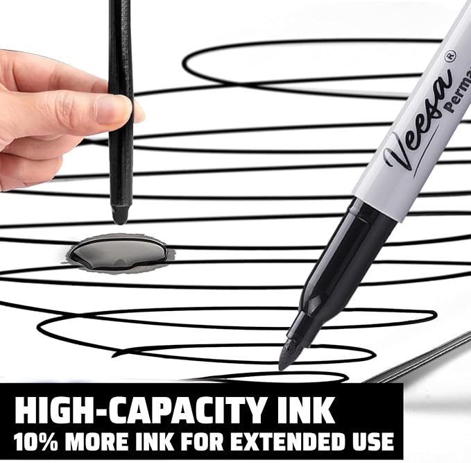 36 Pack Permanent Markers Fine Tip, Black Permanent Marker Pens for Office, School & Home, Waterproof, Smear-Proof, Quick-Drying