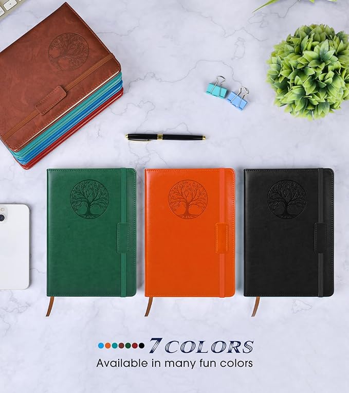 Biuwory Lined Journal Notebook for Women Men,256 Pages A5 Hardcover Leather Journals for Writing,Travel,Business,Work & School,College Ruled Notebooks for Note Taking,Diary Notepad 5.7"×8.3" orange