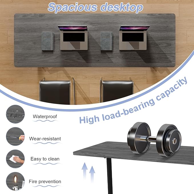 Conference Table Flip Top Mobile Conference Room Tables,Folding Conference Table with Wheels,Large Meeting Training Seminar Table Saving Space for Office Classroom(2C,70.8'')