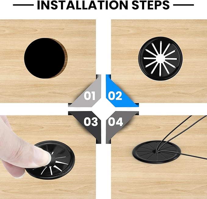 2 Inch Cable Grommets Petal-Shaped Buckle Type Wire Hole Cover for Cord Management and Protection of Cabinet (49.5mm, 5PCS)