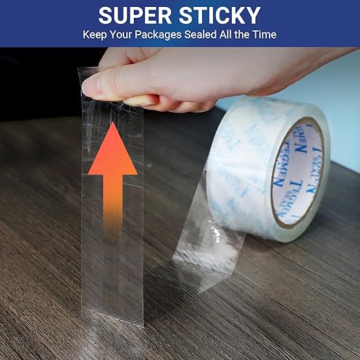 TegmenSeal Heavy Duty Clear Packing Tape with Dispenser Combo for Shipping, Moving & Storage,Thicker Clear Packing Tape, 1.88 inches Wide, 60 Yards Per Roll, 12 Pack 720 Total Yards
