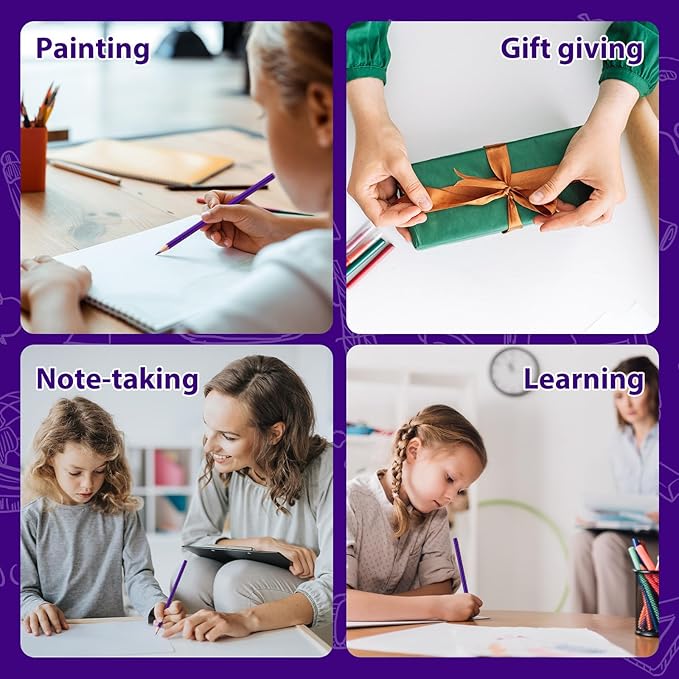 sqzrmdcg 36 PCS Purple Colored Pencils, Pre-sharpened Professional Wooden Art Pencils Set for Artists Painting | Premium Drawing Sketching Supplies (Purple)