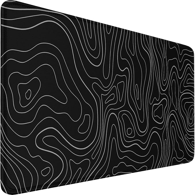 Large Extended Gaming Mouse Pad, 31.5x15.7 inch Computer Keyboard Mouse Mat, Water Resist Non-Slip Mousepad Rubber Base Long XXL Desk Mouse Pad for Gaming, Office & Home, Black White Lines