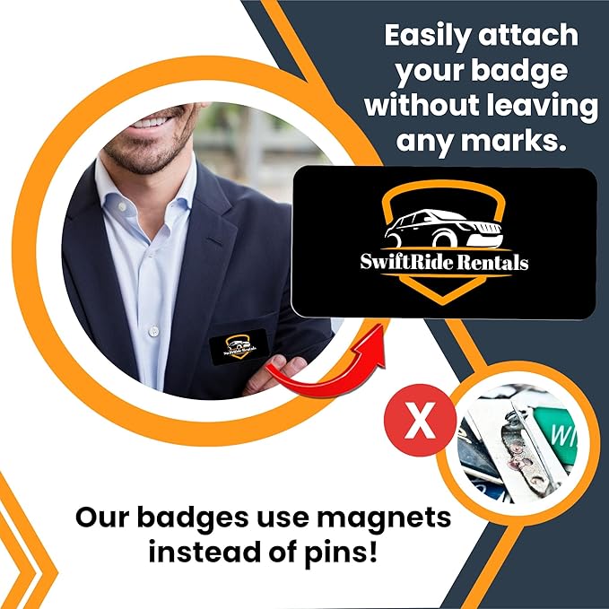 Magnet Me Up Custom Printed Magnetic Name Tag Badge - Image Only, 1.5x3 inch, Full-Color Customizable Identification Label, for Schools, Offices, Businesses, Made in USA