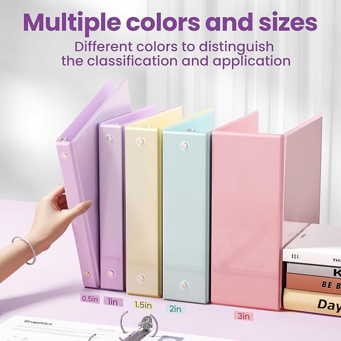 SUNEE 3 Ring Binder 3 Inch 1 Pack, Clear View Binder Three Ring PVC-Free (Fit 8.5x11 Inches) for School or Office Supplies, Purple