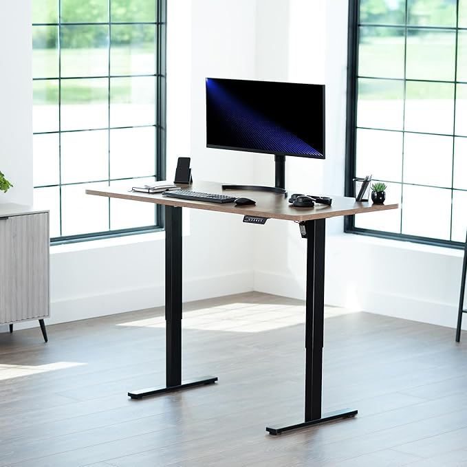 VIVO Electric 60 x 24 in Standing Desk, Memory Height Adjustment, 1B Series, Holds 220 lbs, One-Piece Reclaimed Wood Top, Black Frame, DESK-KIT-1B6P