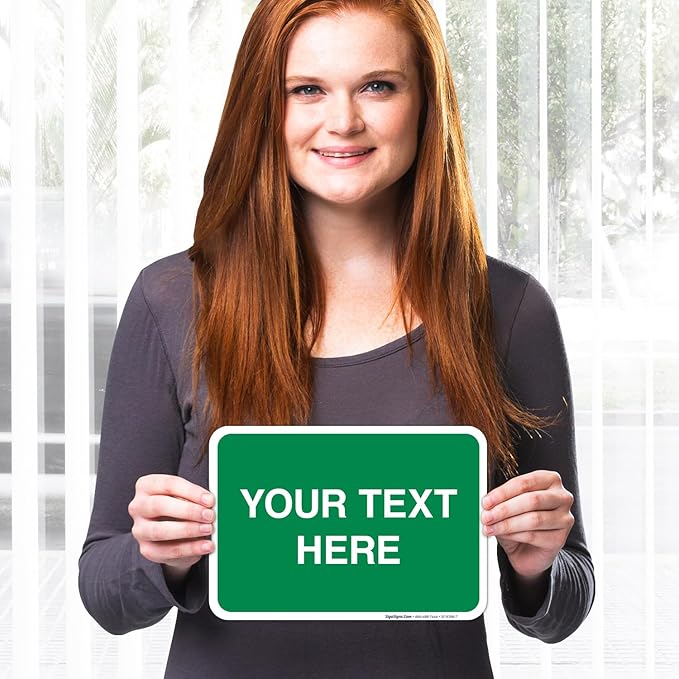 Personalized Custom Green Background Customize for Office, Business, Workplace, Home, Airbnb, Delivery Sign, 10x7 Inches, 4 Mil Vinyl Decal Stickers Weather Resistant, Made in USA by Sigo Signs