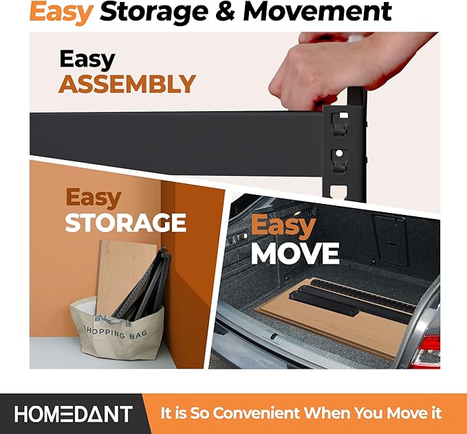 HOMEDANT 28" W 5 Tier Heavy Duty Garage Shelving Adjustable Metal Rack Storage Shelves Standing Shelf Unit Organizers Pantry Closet Black 1Pack