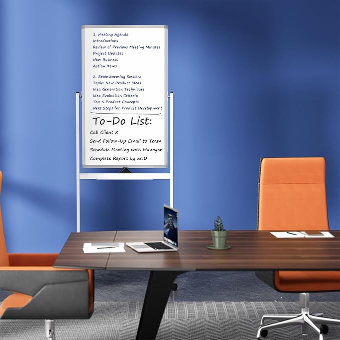 Neatsure Rolling Whiteboard on Wheels, 40" x 24" Double-Sided Mobile Magnetic White Board with Stand, Portable Standing Dry Erase Board Easel for Home Office Classroom School, Silver