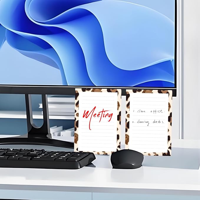 SXboxing Sticky Notes 4X6 Inches, 2 Pack Large Cute Self-Stick Pads, Bright Funny Memo Pads Easy to Stick for Home, Office White Gold Leopard