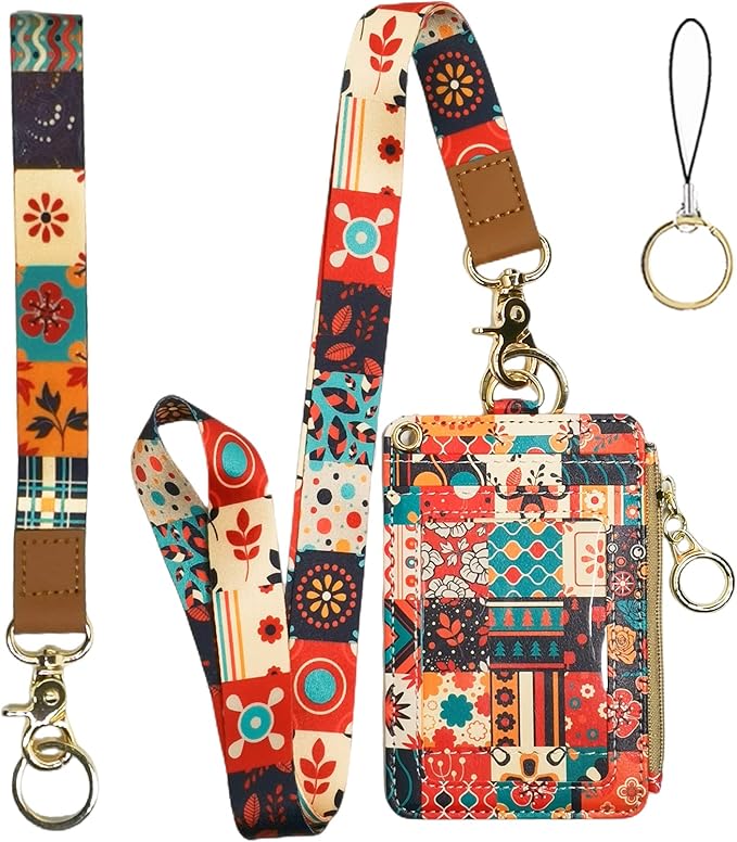 Lanyard Wallet,Wallet Lanyard,lanyards for id Badges,lanyards for id Badges for Women,Lanyard Wallet for Women,Fashion Badge Holder with Zipper（Colorful）