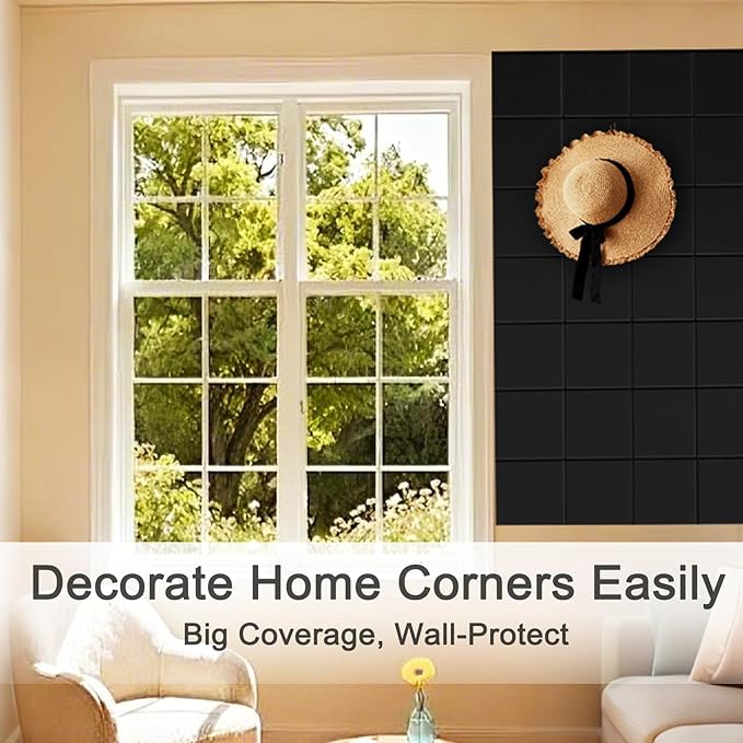 12-Pack Large Felt Bulletin Board 48" x 36" Cork Board Alternative, with 30 Pushpins, 70 Adhesive Tabs, Slat Wall Paneling, Cork Boards for Office Push Pin Board Felt Board-Black