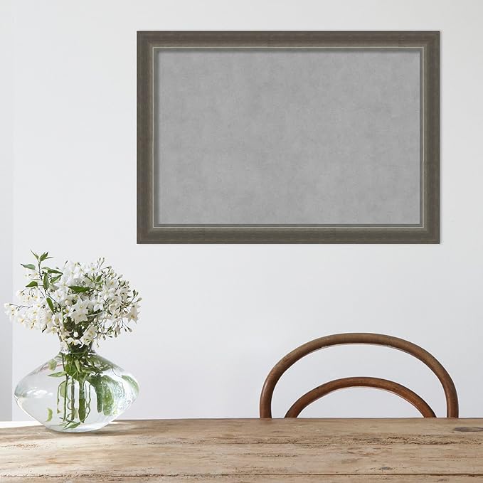 Amanti Art Silver Framed Magnetic Board 19x27 Medium Vision Board for use with Magnets, 100% Metal Sheet to Display Items as Office Decor or for Home Organization in mudroom, Kitchen or Kids Room