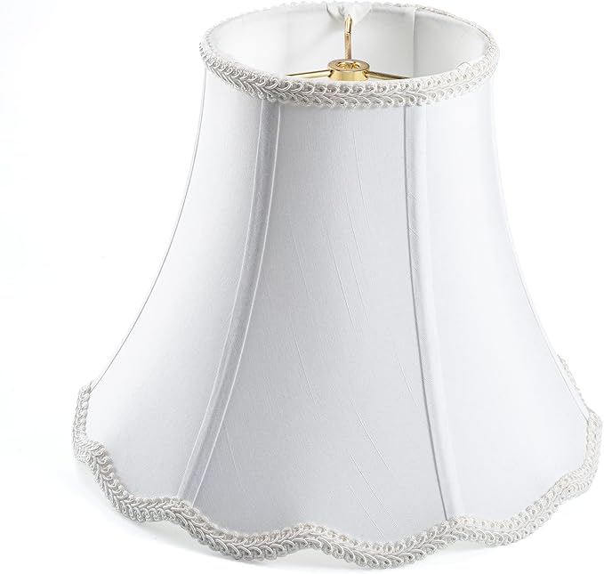 Bell Lamp Shade, Saangseon White Scalloped Lampshade Replacement, 7'' Top x 14'' Bottom x 10.5'' Slant Height x 10'' Vertical Height, Lamp Harp Included