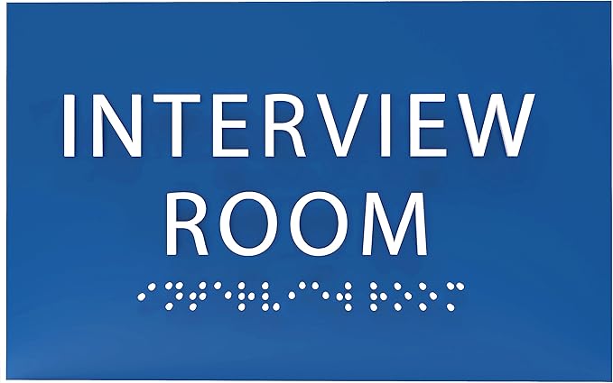 ADA CENTRAL SIGNS - 6" X4" Interview Room Sign - ADA Compliant Tactile Graphics Grade 2 Braille Text Acrylic Wall Sign | Privacy, Meeting, Room Name Sign for Schools, Hospitals, Offices, & Apartments