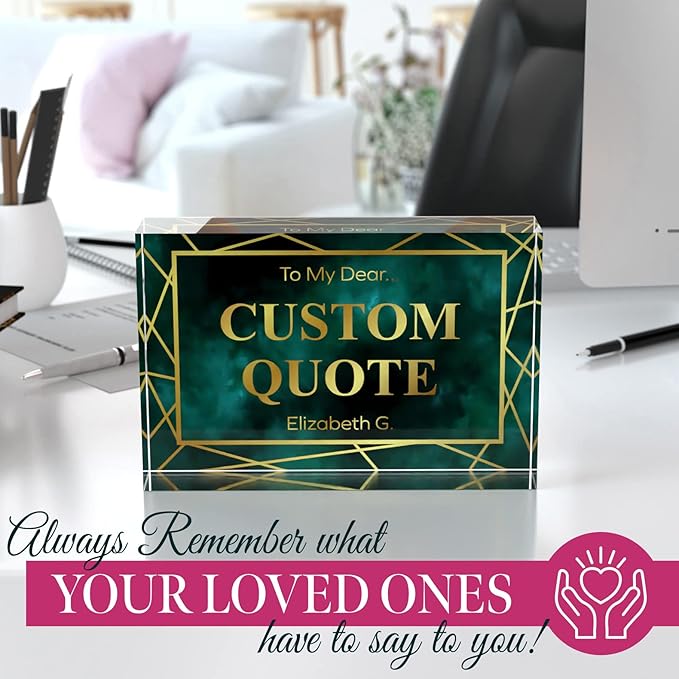 Personalized Gifts, Custom Quote Block Letter Board,Crystal-Clear Acrylic with Gift Box,17 Styles, Holiday and Christmas Gift for Mom, Dad, Girlfriend, Him or Her, Husband, Wife (4"x6", Affluent)