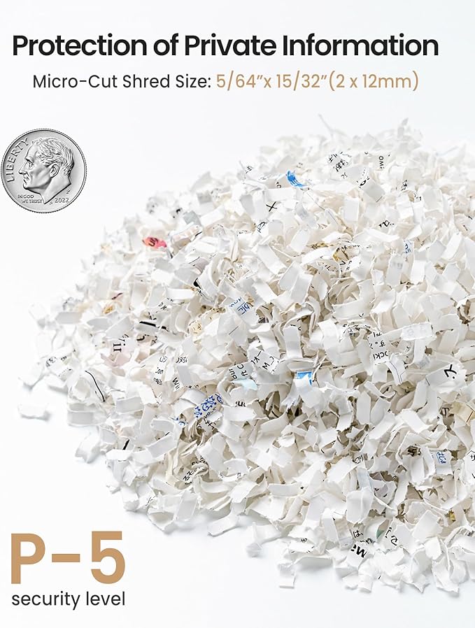 Locksworth 200-Sheet P-5 Micro-Cut Heavy-Duty Paper Shredder, 60-Min Continuous Run, 8.5-Gal Bin, Auto Jam-Proof, Home Office, High-Security