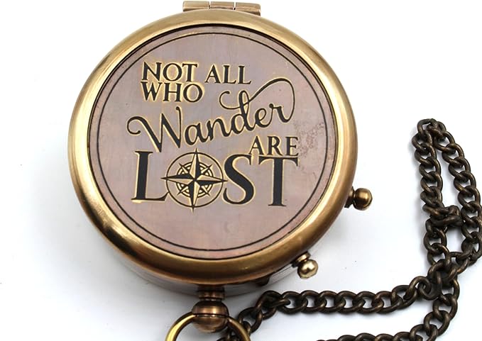 Be Strong and Courageous, Do Not Be Afraid Brass Engraved Compass with Stamped Wooden Case – Inspirational Birthday, Confirmation, and Baptism Gifts