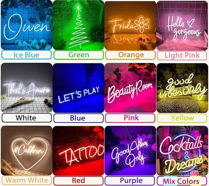 Custom Neon Signs, Neon Sign Customizable for Wall Decor, Personalized Neon Sign for Wedding Birthday Party Gift Party Bar Game Room Home Business Shop Name Logo Neon Sign (3 Lines)