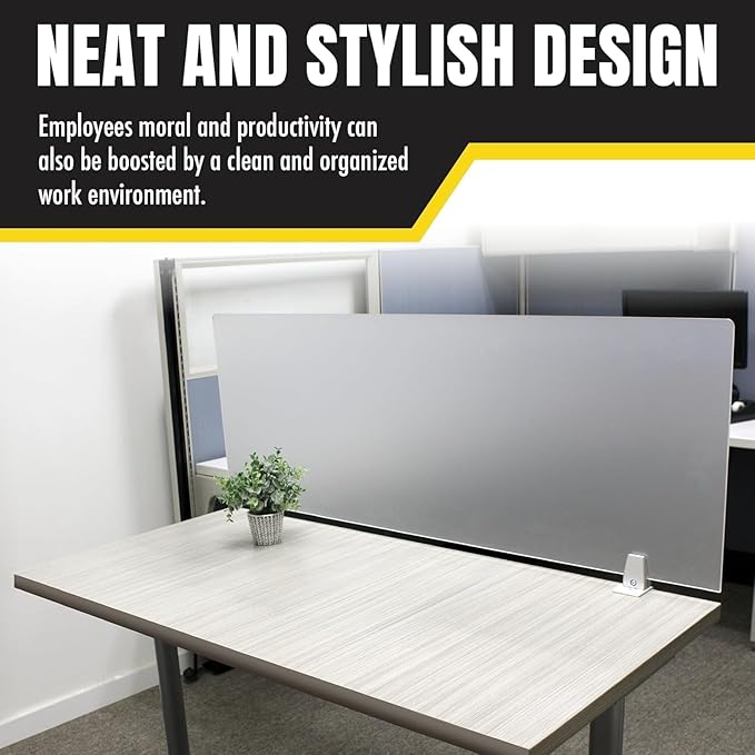 OBEX Clear Acrylic Desk Mounted Privacy Panel, 12" x 42", Clear